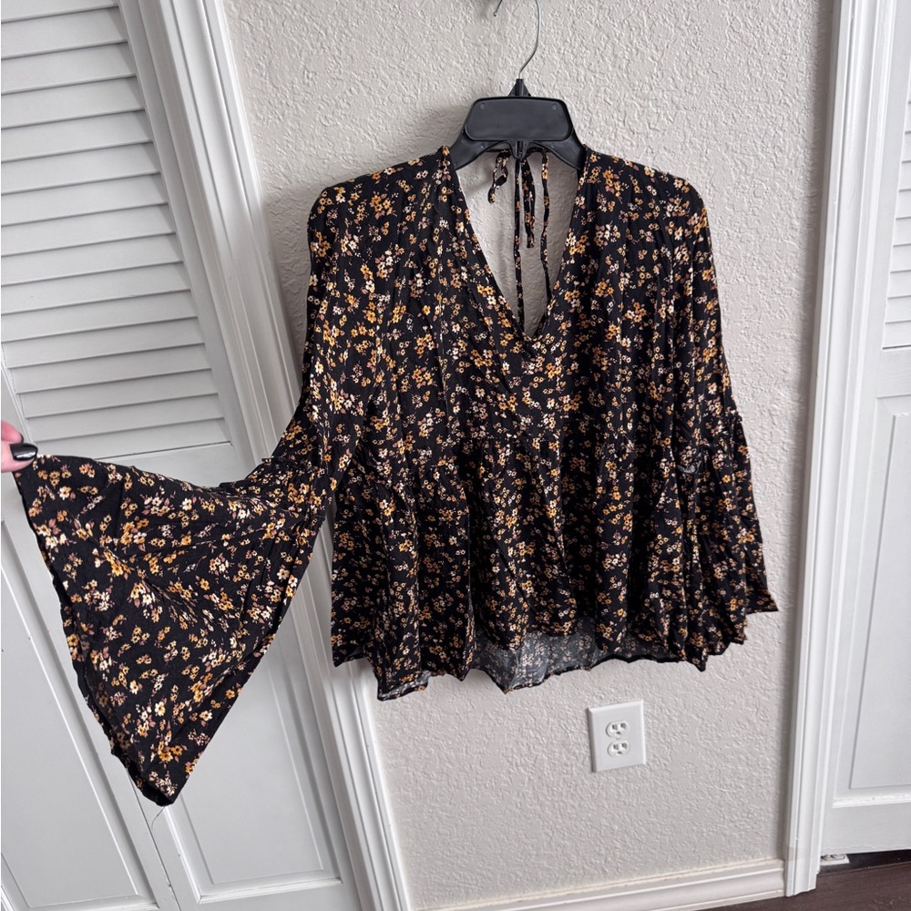 Altar'd State Black Floral Blouse